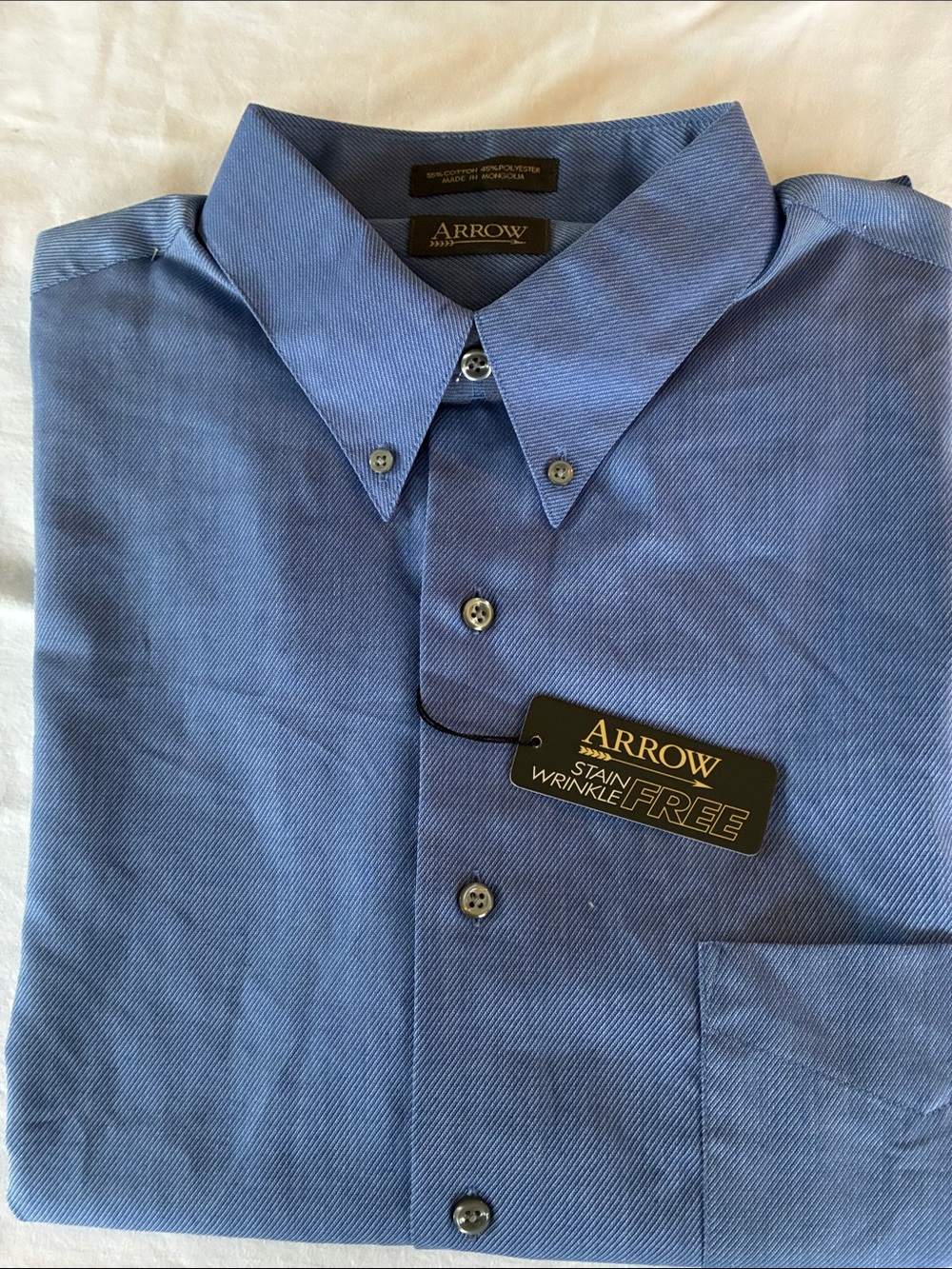 Arrow Men's Blue Twill Button-Down Dress Shirt